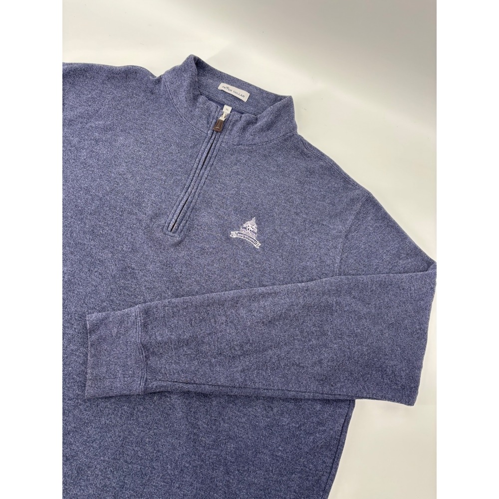Peter Millar Mens XL Congressional Logo Quarter Zip Pullover Blue Heathered
